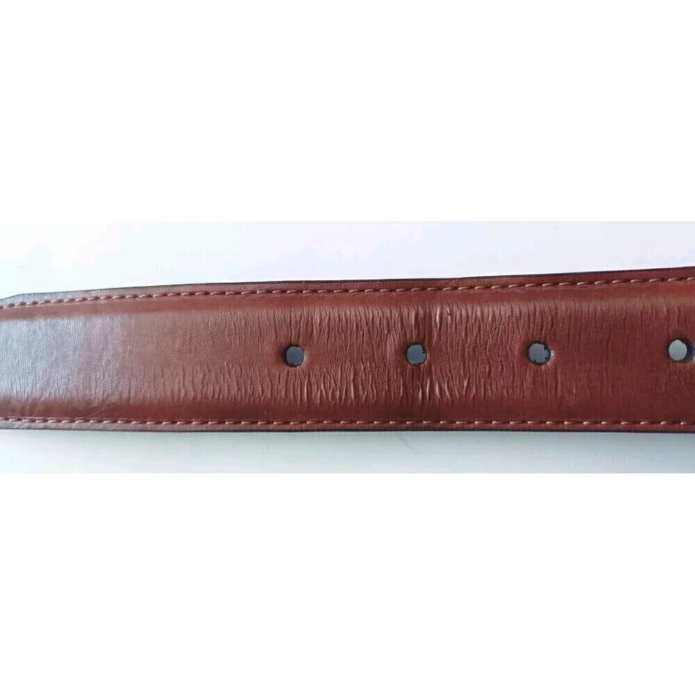 Nautica Men's Belt Size 40 Brown Leather Classic Logo Basic Dress Dad Gift